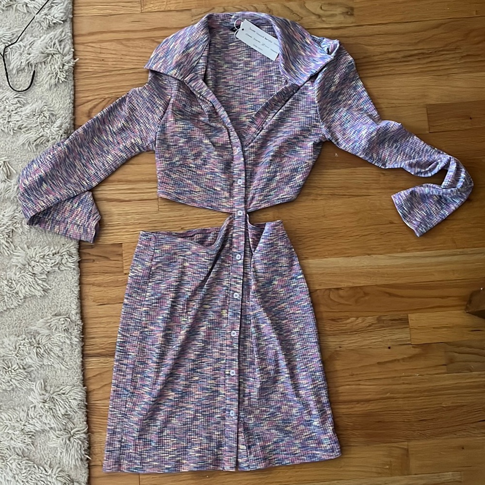 Multi color, never worn, mini collared dress